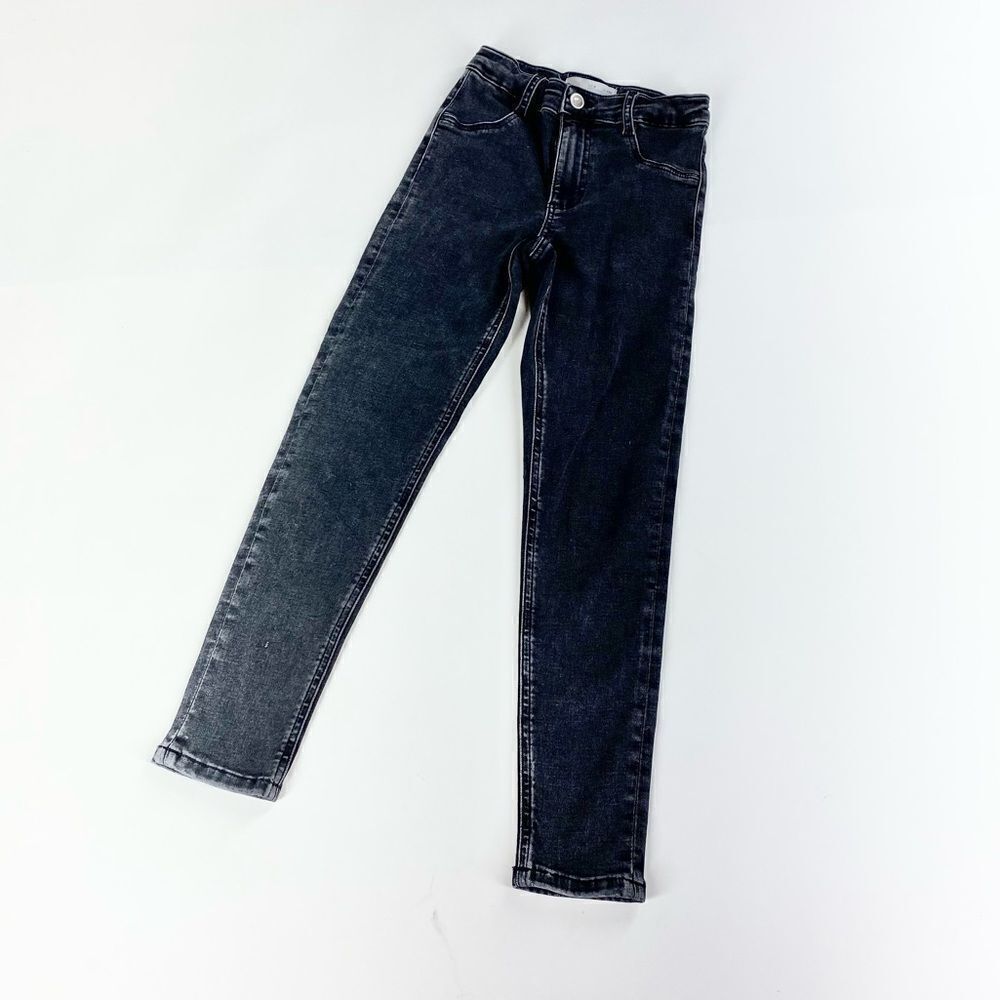 Zara girls high waisted black denim skinny jean 9